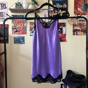 Victoria's Secret Lavender Chemise with Black Lace Trim